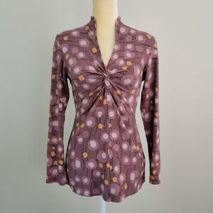 PATAGONIA 'Serenity' Top Size Medium Long Sleeve Geo Print Twist Front Pullover